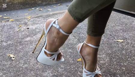 Katherine pedal pumping and driving on extreme fetish high heels