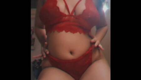 Chubby Asian Girl in Red Lingerie