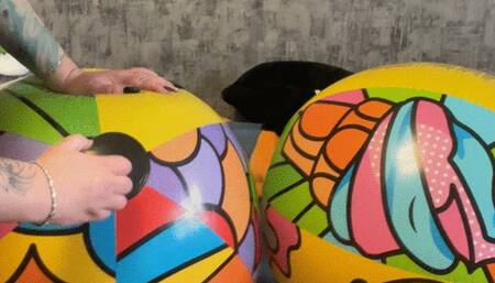 Deflate new beachballs sit on ball