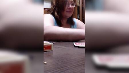 Lost at Cards, but Finished All Over Her Face!