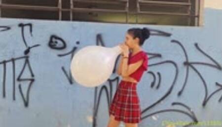 Emma Blows to Pop a Sempertex 16"