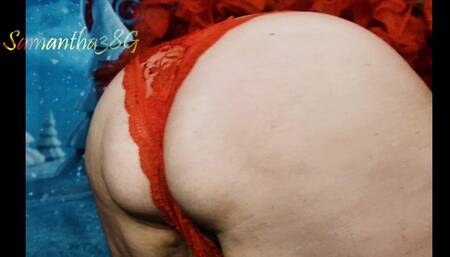 \n   Samantha 38g is at the North Pole showing off that big round fat ass in sexy red lacy pantie