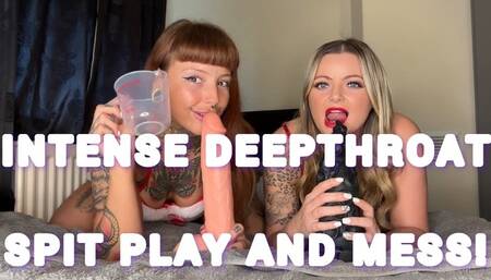 PURE MESSY FILTH! SPIT PLAY AND DEEPTHR0AT WITH OUR BIGGEST TOYS!