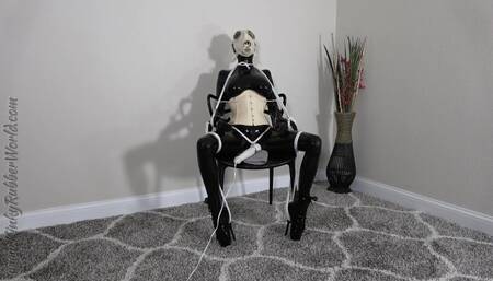 Fixated Vibrator Rubber encased  in Bondage with Gasmsk