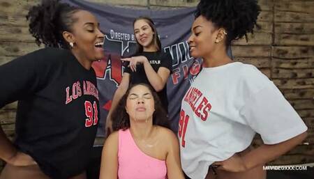 SPITTING STEPSISTERS INTERRACIAL VOL # 216 MEG, SCARLET and GRAZI BLACK NEW MF DEC 2024 - CLIP 03