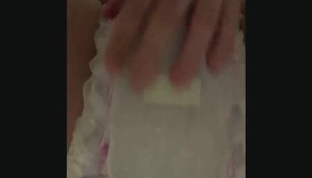 Cute diaper boy wets his goodnite