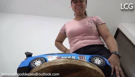 Guest Destroys Blue Happy Car