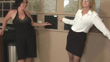 Mandy And Cathy Blow Customer In Showroom! (mp4)