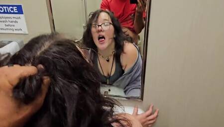 Stepdaughter Lures Stepdaddy Into Public Bathroom For A Huge Facial