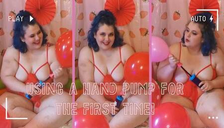 Using a hand pump to inflate pretty balloons