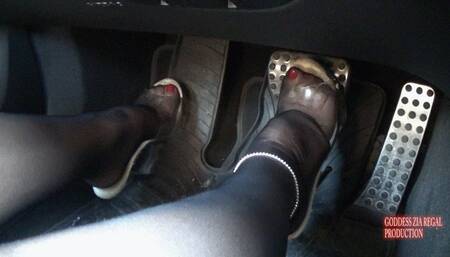 Driving POV: Pumping the Pedals in Stockings and Stripper Heels