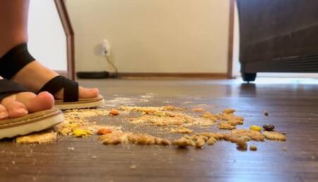 European Beauty (19) Crushes Vanilla Wafers in Sexy Wedge Sandals