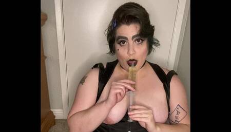 Goth Bitch Wetting White Panties, Fresh Hot Piss in Pussy, First Time Piss Drinking