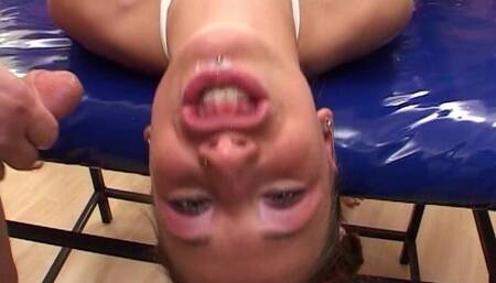 Cute German Teen Swallows Cum After Anal Gangbang Action