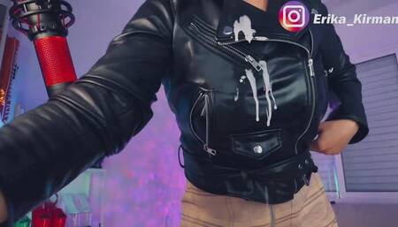 Leather jacket ASMR show