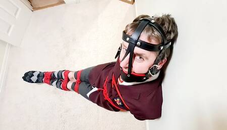 Miss M keeps a naughty schoolboy prisoner her isolation room