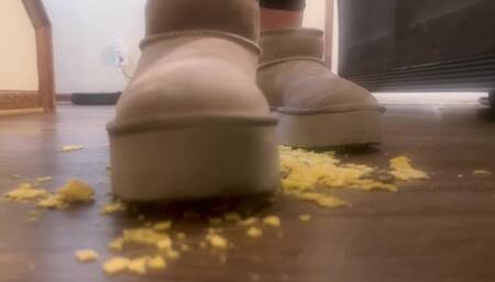 European Beauty (19) Crushes Fritos in Fluffy Bearpaw Boots