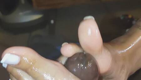 White French Tip Footjob with SpoilGoddess_J
