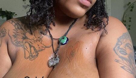 Chubby oily belly and titty play