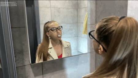 ber333 I spit all over the mirror look how my sweet snow-white drool flows! Are you ready to lick everything slave?