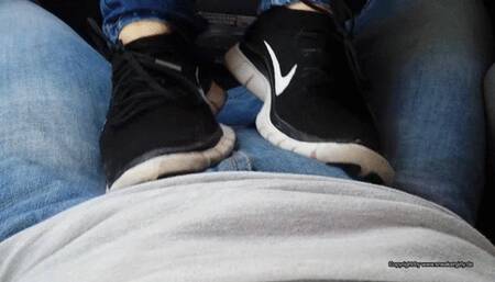 cock trampling with cute nike free and happy end over her sweet feet