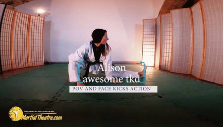 Alison awesome tkd POV and face kicks action