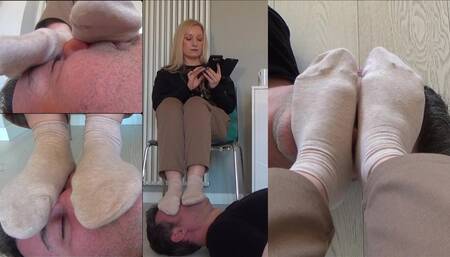 GODDESS KALYPSO - Your face is my floor - Human footstool in sneakers and socks - PART 2: Socks - REMASTERED