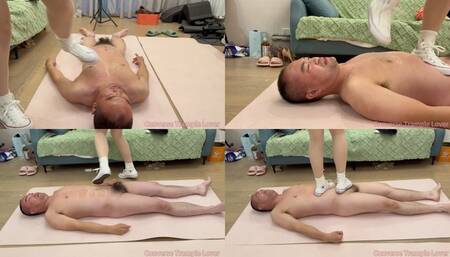 Trampled and barely step down by her convese sneakers