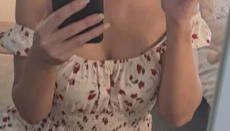 Sweet sexy stepsister films herself smoking in cute dress for her stepbrother