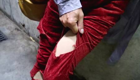 Wish Video Corduroy Pants Ripped, Piss and Cum