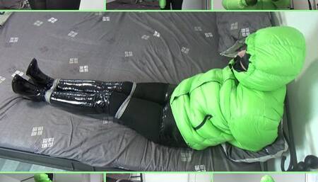 Today I want to be tied up in: A green down jacket and PVC boots