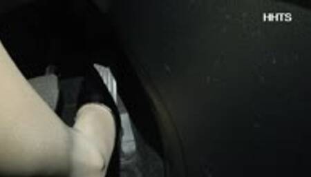 Flight attendant and goddess Isa drives to a holiday party in a rush!