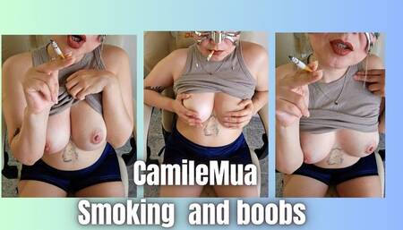 Smoking fetish and boobs