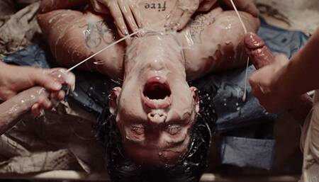 Sex Craving Shemales Fucks Brunette - Futanari Bukkake Threesome