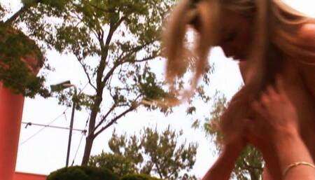 Exotic Blonde Kayden Cross Gets a Big Dick on Front Lawn