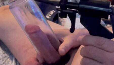 Bouncing Balls While My Cock Grows Using My First Penis Pump