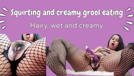 Catsuit teasing part 2: squirting and grool eating