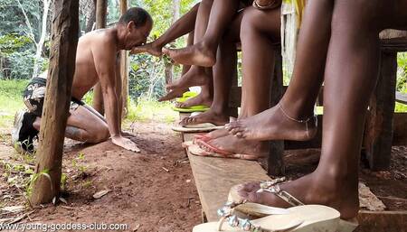 GODDESS SANDRA - GODDESS SABRINA - GODDESS SASHA - GODDESS STEFANIA - GODDESS MARINA - SLAVE PHIL - FOOT SLAVE FOR STUDENTS, OUTDOOR HUMILIATION AND TRAINING FOR SUB - VALET DE PIEDS POUR ETUDIANTES, HUMILIATIONS & DRESSAGE EN EXTERIEUR - ULTRA HD 4K