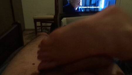 TV room reverse foot and toe job