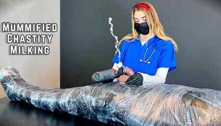 Mummified Patient Gets Milked In Chastity By Nurse Kitty