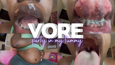 VORE party in my tummy - swallowed and digested - belly bloating - mouth fetish - shrinking fetish