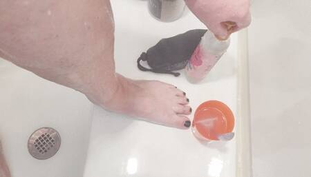 Left leg shaving shower time