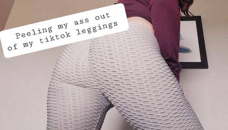 Peeling off my Tiktok Leggings - Yoga Pants