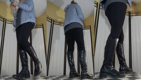 Squeezed under her leather boots before she goes out - Cam 1