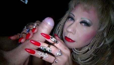 Slow handjob with red long shiny red fingernails - full clip - (1280x720*wmv)