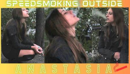 Anastasia Speedsmokes 3 Cigarettes Outside