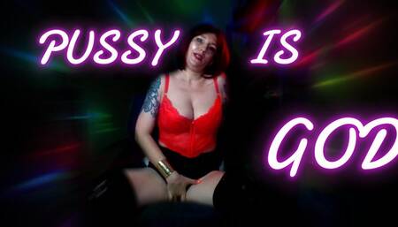 Lady Angela PUSSY IS GOD tattooed redhead femdom goddess thigh high boots pussy denial