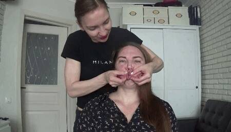 Stretching plump sexy lips sf