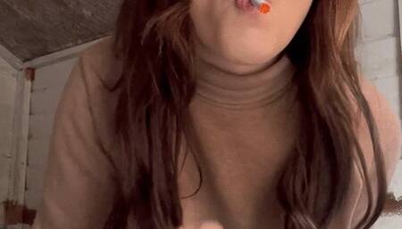 Smoking and flashing my tits