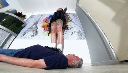 Velvet Dress Trample With Cute Socks & Shoes FLOOR CAM (4K)